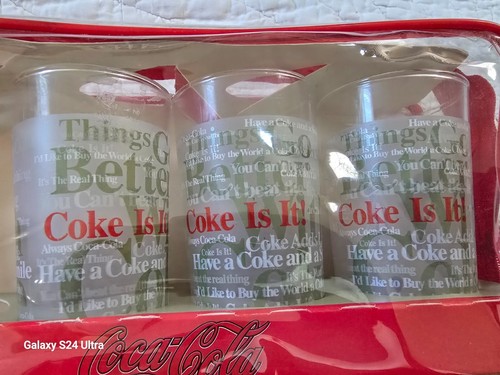NEW COCA COLA SET OF THREE 8 OZ DRINKING GLASSES THINGS GO BETTER W-COKE LOGO - Picture 4 of 6