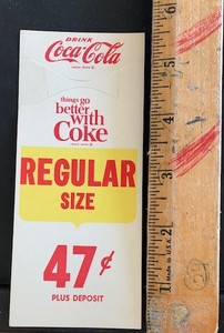 Vintage Original DRINK COCA-COLA SODA BOTTLE Hanger 1966 NOS Unused ... 1960s Soda Advertising