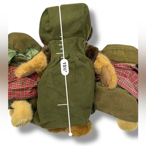 Boyds Bears Plush Set of 3 NWT Brown T.J.'s Best Dressed Plaid Coat Tags - Picture 7 of 10
