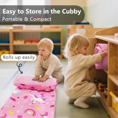 Kleinkind Nickerchen Matte mit Kissen & Decke, XL 55"x35" Schlafsack, waschbar, Reise - Bild 3 von 8