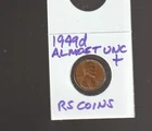 1949D   AU   LINCOLN CENT  ~ALMOST UNCIRCULATED+~  NICE  RS COINS #12H FREE SHIP
