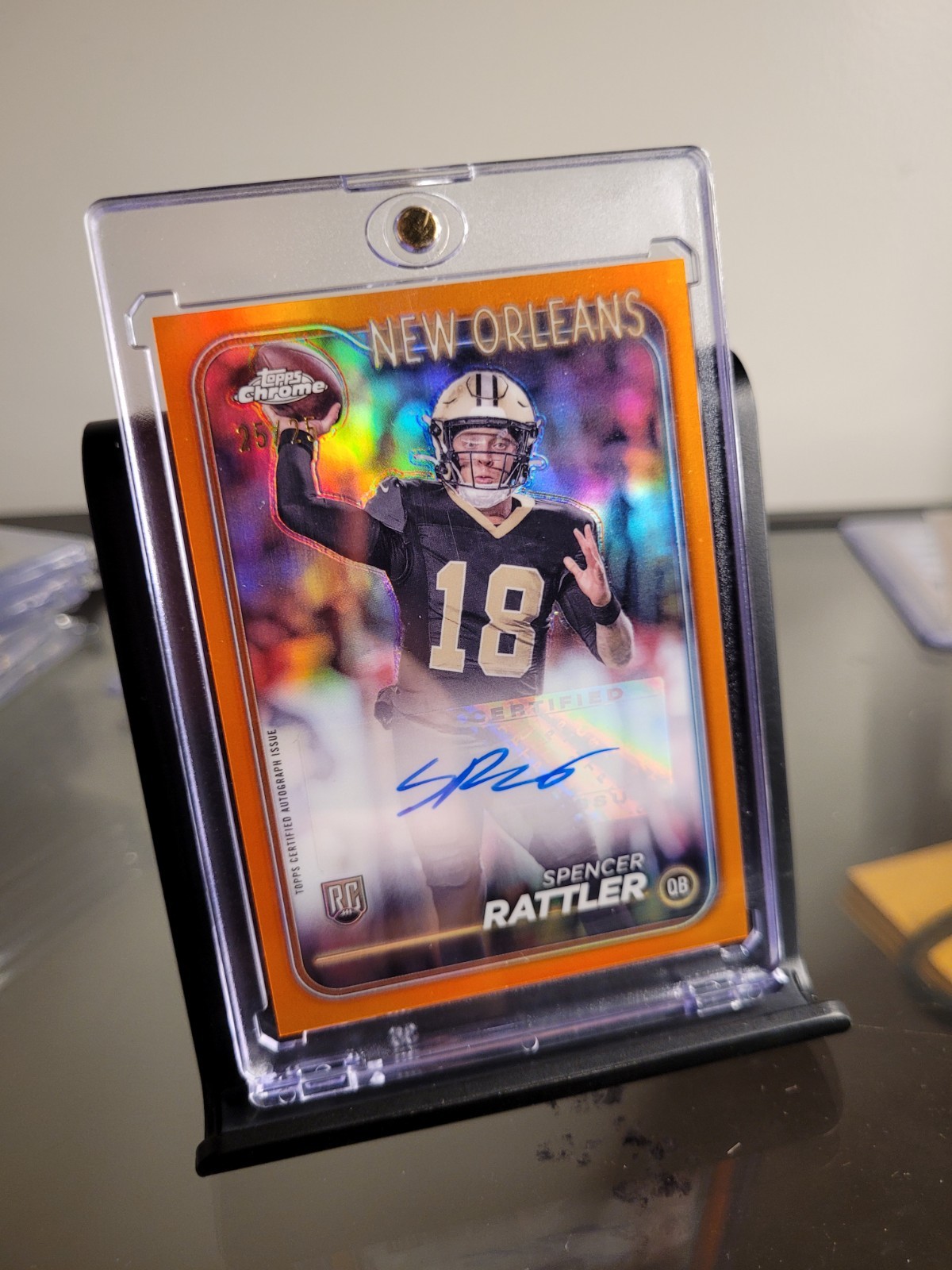 2024 Topps Chrome #RA-SRA Spencer Rattler Orange Wave Rookie Auto /25 RC