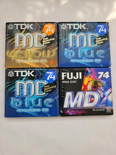 4 x TDK COLOR & FUJI 74min MiniDisc Recordable MD - Brandneu Versiegelt