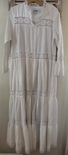 B8 Vintage Ariel Dress Womens Medium White Eyelet Button Front Ruffle Prairie