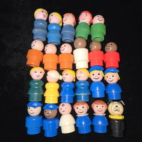 Lot 23 Classic Fisher Price Little People Vintage 1970's figures some wood