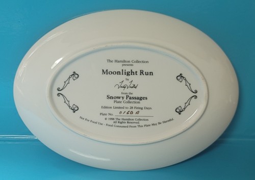 B12m: Union Pacific Moonlight Run Plate 1998 Hamilton COA Oval Train Scene - Picture 2 of 3