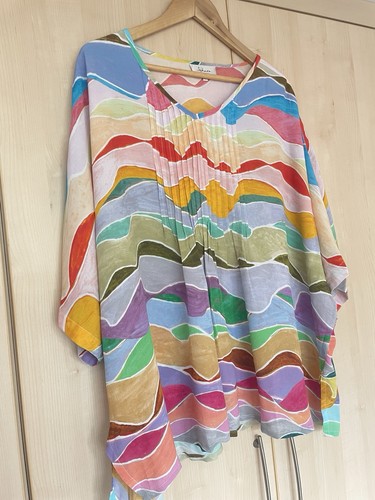 Sahara Painted Waves Tunic Blouse Top M/L Boxy Ch66’ - Picture 7 of 7