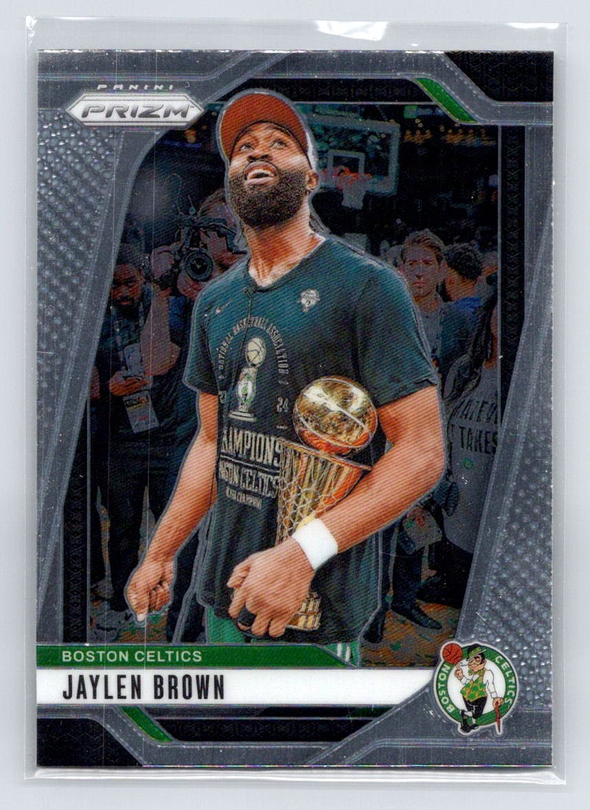 2024-25 Panini Prizm Jaylen Brown SSP #139 Image Variation Holding Trophy Boston