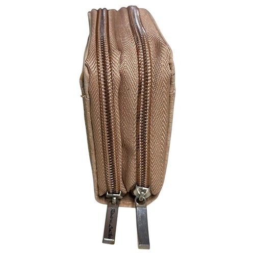Cartera organizadora de acordeón Riviera de cuero beige tostado gamuza cremallera alrededor - Imagen 11 de 21