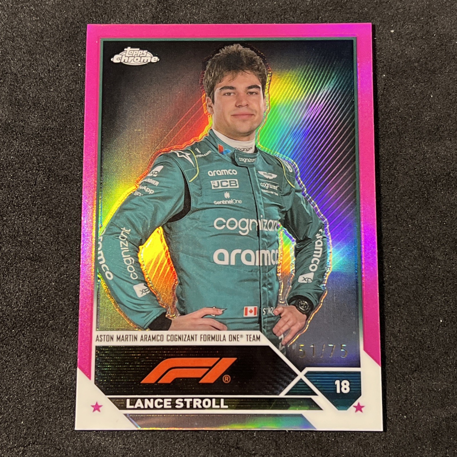 LANCE STROLL Pink Refractor 51/75 Portrait 2023 Topps Chrome F1 Formula 1 #43 