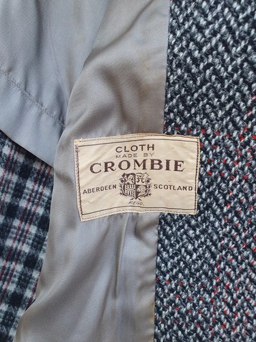 Dunn & Co Crombie Tweed Coat Mens Size 48 XL Wool Heavy Vintage Black White Red - Picture 14 of 24