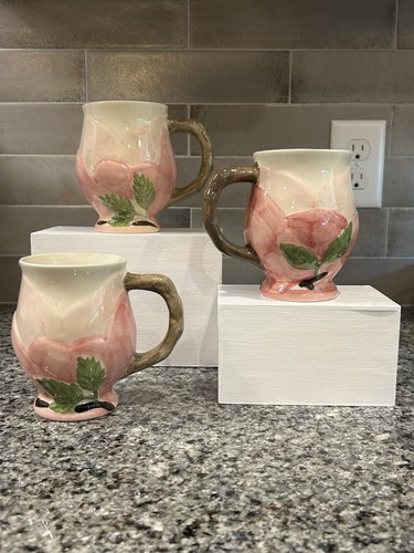 Tazze scolpite in terracotta rosa del deserto francescano 4,5”H (set di 3) **LEGGI BENE - Foto 2 di 9
