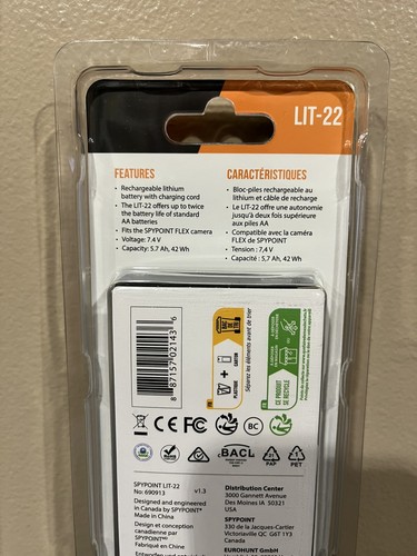 SPYPOINT LIT-22 Rechargeable Lithium Battery Pack FLEX M G36 Plus Trail Cameras - Picture 4 of 7