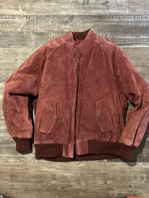 Vintage 90s Red Suede Leather Jacker Bomber Size Medium Rock Creek