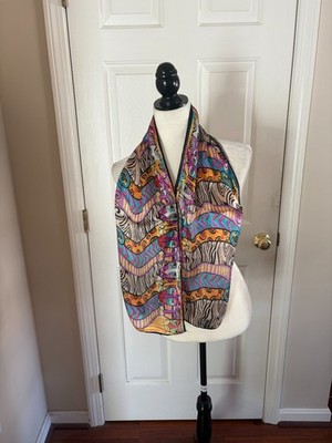 100% Silk Scarf CAT PRINT - BRAND NEW -READ FULL DESCRIPTION/VIEW PHOTOS BELOW
