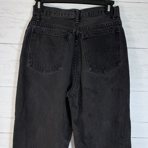 Jeans vintage RIO nero taglia 9/26 vita alta gamba affusolata bottoni fly cotone anni 90 - Foto 5 di 11