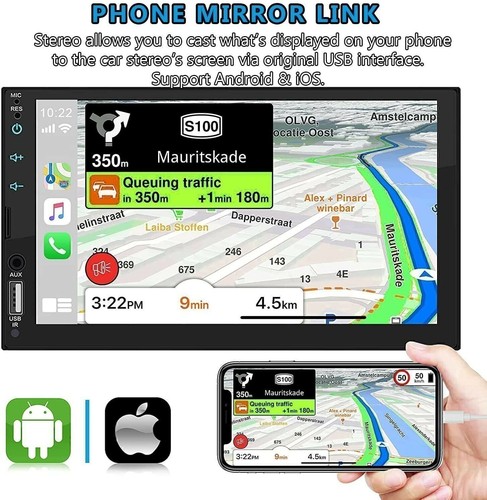 Radio Coche Pantalla Táctil Universal 2DIN 7" CarPlay Android Auto Estéreo + Cámara / - Imagen 5 de 9