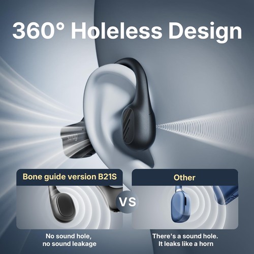 B21S True Bone Conduction Headphones, IPX5 Waterproof Bluetooth 5.4 Earphones... - Picture 4 of 8