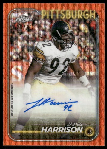 2024 Topps Chrome James Harrison Auto Orange Wave Refractor #/25 Steelers - Picture 1 of 2