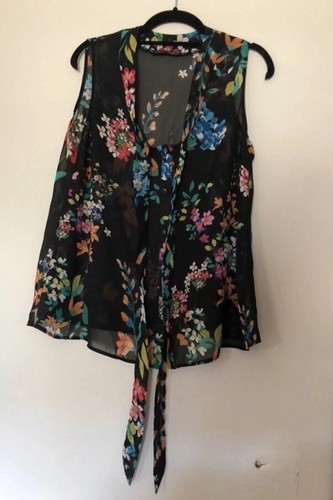 SUMMER FLOWERY PATTERN SEE THROUGH VEST TOP - Picture 10 of 11