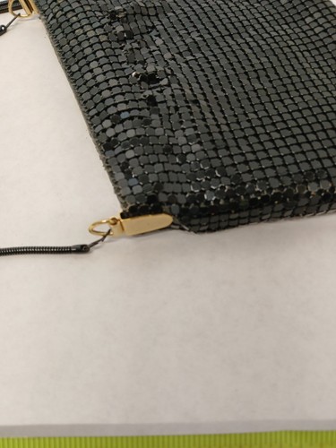  Bolso de noche de malla negro de ELKA correa larga, cartera vintage años 80/90  - Imagen 13 de 15