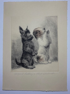 『2匹のテリア犬』ヴィンテージ銅版画  Meyer Eberhardt Kurt Meyer-Eberhardt for sale | eBay