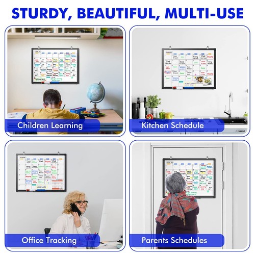 Dry Erase Calendar Whiteboard for Wall, 24" x 18" Magnetic Monthly WhiteBoard... - Picture 7 of 7