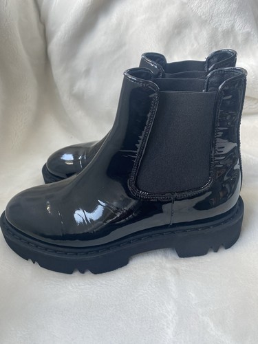 NEW $495 Aquatalia Haylie Patent Leather Slip On Chelsea Boots Black Size 9 - Picture 8 of 17