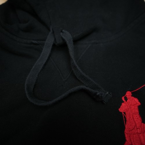 Polo Ralph Lauren Big Pony Pullover Hooded Hoodie Sweatshirt Black Red Medium 3 - Picture 9 of 14