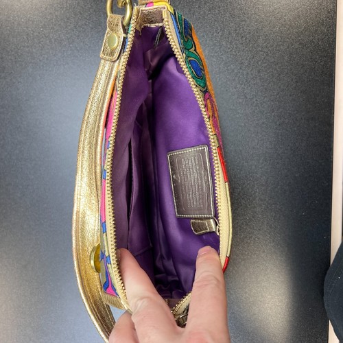 Coach Groovy Poppy Shoulder Bag Signature Logo Gold Multi Color #14375 - Picture 16 of 17