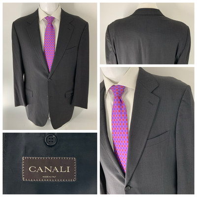 Canali Sport Blazer 42L Gray Check Wool 2 Button 2V Made In Italy YGI S2-155