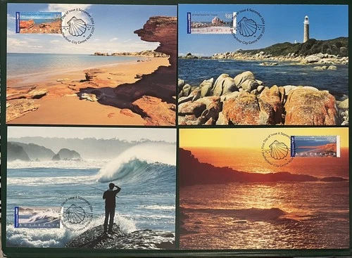 Australia Maxi Cards 2004 Coastlines International Stamps Set x4 Fine Condition