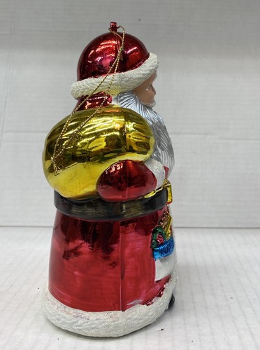 Vintage 8” Santa W/ Gifts Bag Centerpiece Ornament Plastic Shiny Christmas Decor - Picture 4 of 10