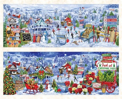 36'' Fabric Panel | Kanvas Studio All Seasons Christmas Winter Village Scenes