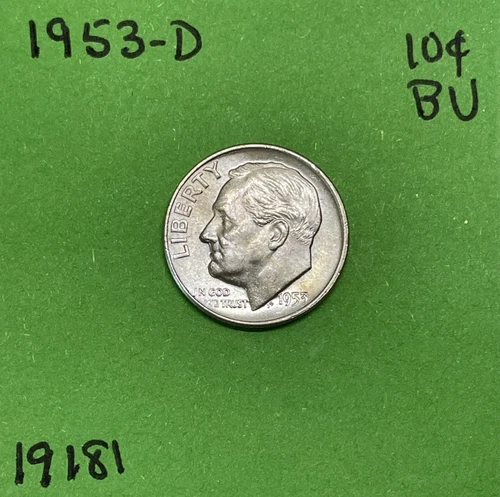 1953 D Roosevelt Dime 10c BU Uncirculated Mint State 90% Silver