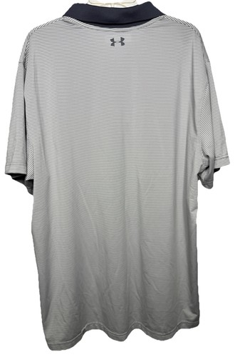 Under Armour HeatGear Polo Shirt Mens 2XL Gray Striped Loose Fit Golf - Picture 5 of 8