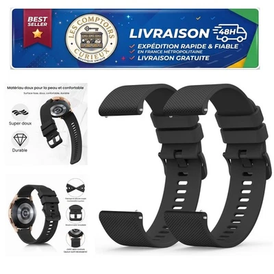 Bracelet montre silicone 22 mm noir Wanme boucle assortie - Photo 1/4