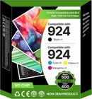924 Compatible Ink Cartridges - For HP - Black & Colour - 4 Pack