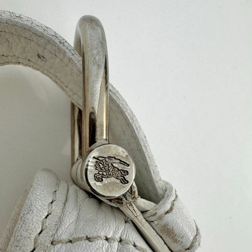 Burberry Malika Hobo Shoulder Handbag White Leather Silver Hardware - Picture 14 of 14