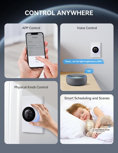 WiFi Smart Rotary Traic Dimmer with 1.8 inch TFT Display Screen, 3 Way, Needs... - Picture 5 of 6