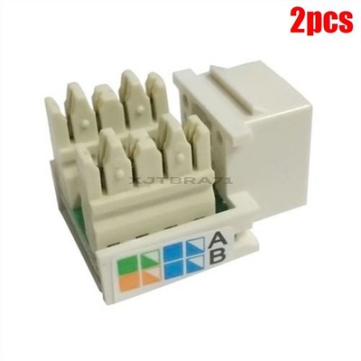 2Pcs RJ45 CAT5E Keystone Jack Ethernet Network Module Plug Connector Wall End os