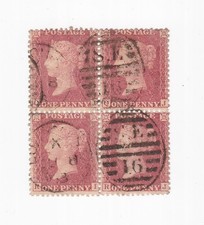 1863 QV ATTRACTIVE *BLOCK OF FOUR* 1d PENNY RED STAMPS PLATE50 LONDON SE16