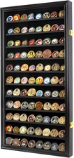 Displaygifts Military Challenge Coin Display Case Poker Chips Holder Wall Cabine