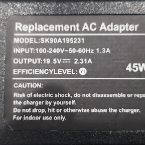 Adaptador de corriente SK90A195231 19.5V 2.31A 45W repuesto con cable de alimentación de CA ~ usado - Imagen 4 de 5