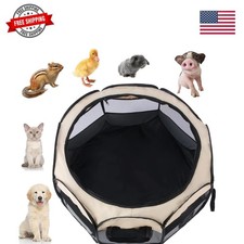 Pet Dog Cat Playpen,Foldable Portable Tent Indoor Outdoor,29x29x16,Grey