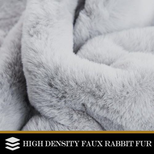 Fluffy Grey Washable Faux Rabbit Fur Area Rug - 6x9, Large, Plush, Shaggy, Li... - Picture 3 of 7