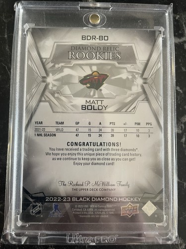 2022-23 Black Diamond Bdr-bo Matt Boldy   3 💎 - Imagen 2 de 2