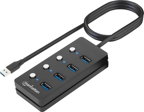 4 Port USB 3.2 Hub Splitter, 5ft Extension Cable, On/Off Switch, PC/Laptop Adapt - Picture 2 of 8