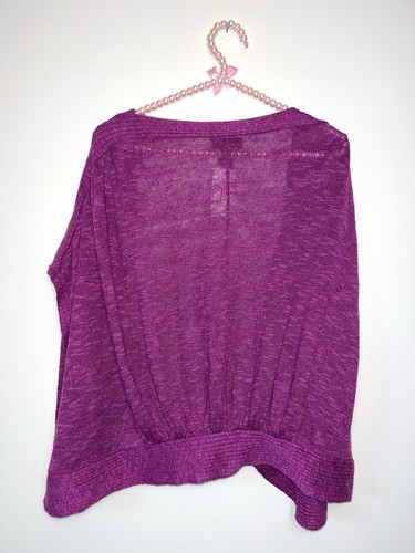 Lane Bryant Shrug Cardigan Open Weave Purple Sweater Linen Blend 26/28 - 第 7/7 張圖片