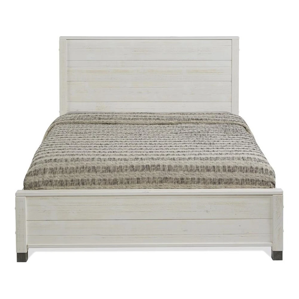 Cama Cama Camaflexi Baja Madera Maciza Plataforma Queen en Shabby Blanco Foto 4 de 4